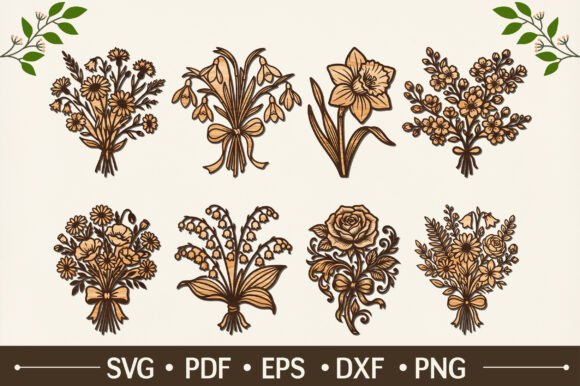 Download 8 Flower Arrangement Laser Cut Designs - Laser Collection
