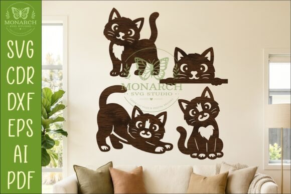 Download Cute Cat Silhouettes SVG for Laser 2 - Laser Collection