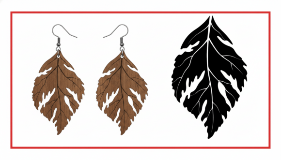 Download Detailed Leaf Earring Laser Cut Design - Laser Collection