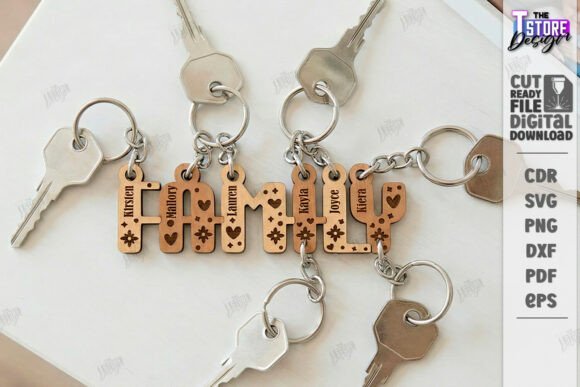 Download Family Name Keychains Laser Cut Kit |CNC - Laser Collection