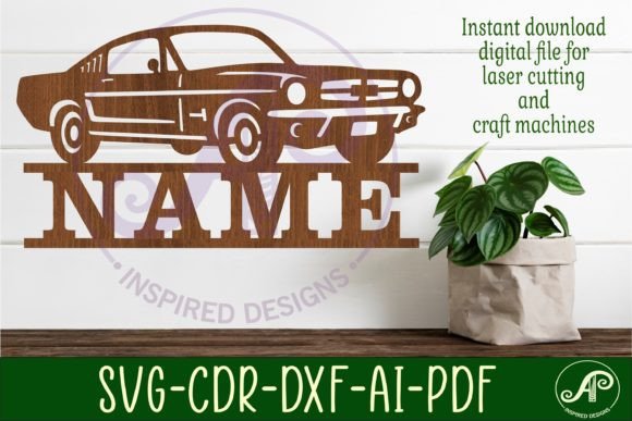 Download Classic Car Name Sign Design 3 Svg Laser - Laser Collection