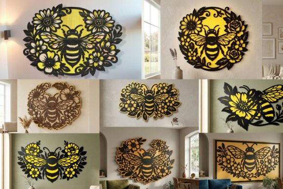 Download Laser Cut Floral Bee Wall Art SVG Bundle - Laser Collection