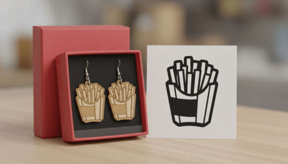 Download French Fries Earring Laser Cut Design - Laser Collection