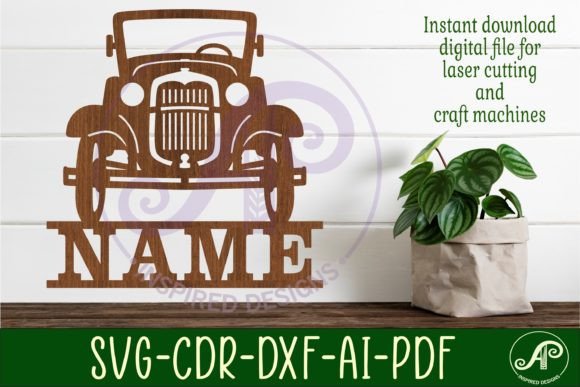 Download Classic Car Name Sign Svg Laser Cut File - Laser Collection