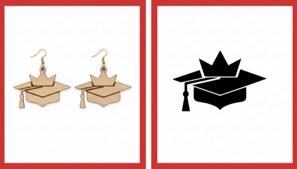 Download Crown Graduation Cap Earring Laser Cut - Laser Collection