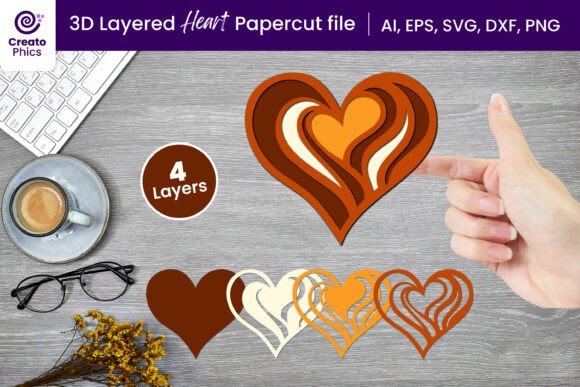 Download 3D Layered Love Heart Paper, Laser Cut - Laser Collection