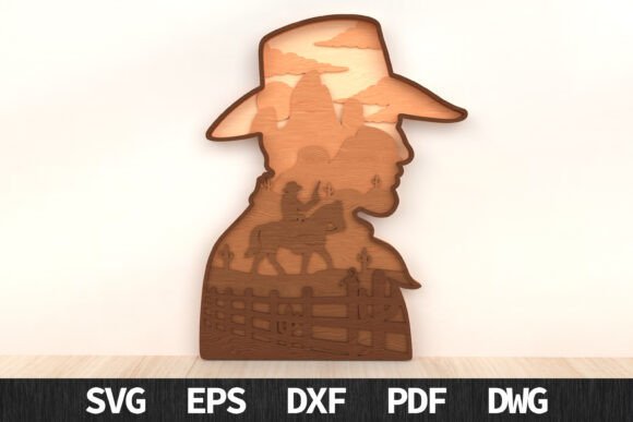 Download Western Cowboy Layered Art Laser Cut - Laser Collection