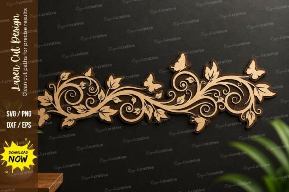 Download Floral Butterfly Border Laser Cut Svg - Laser Collection