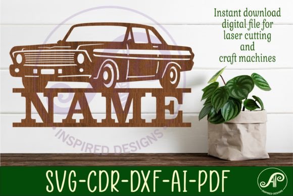 Download Classic Car Name Sign Design 1 Svg Laser - Laser Collection