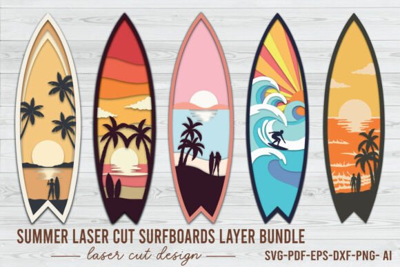 Download Summer Laser Cut Surfboards Layer Bundle - Laser Collection