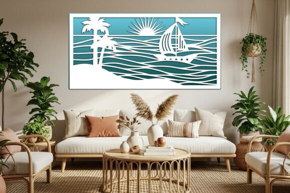 Download Sea View Wall Art Panel Laser Cut Files - Laser Collection