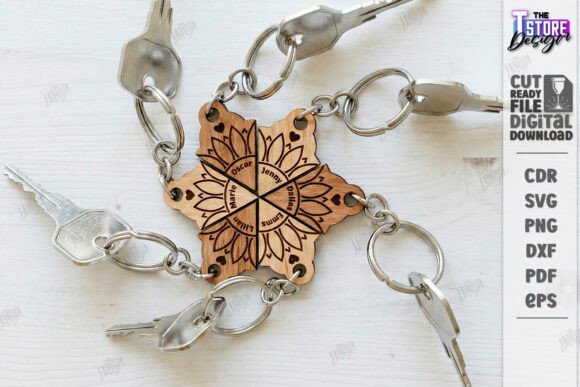 Download Family Name Keychains Laser Cut Kit |CNC - Laser Collection